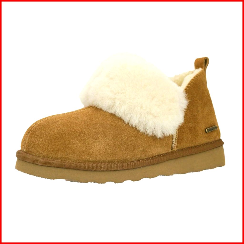 Women's Genuine Suede Shearling Ankle Booties Memory Foam Indoor Outdoor